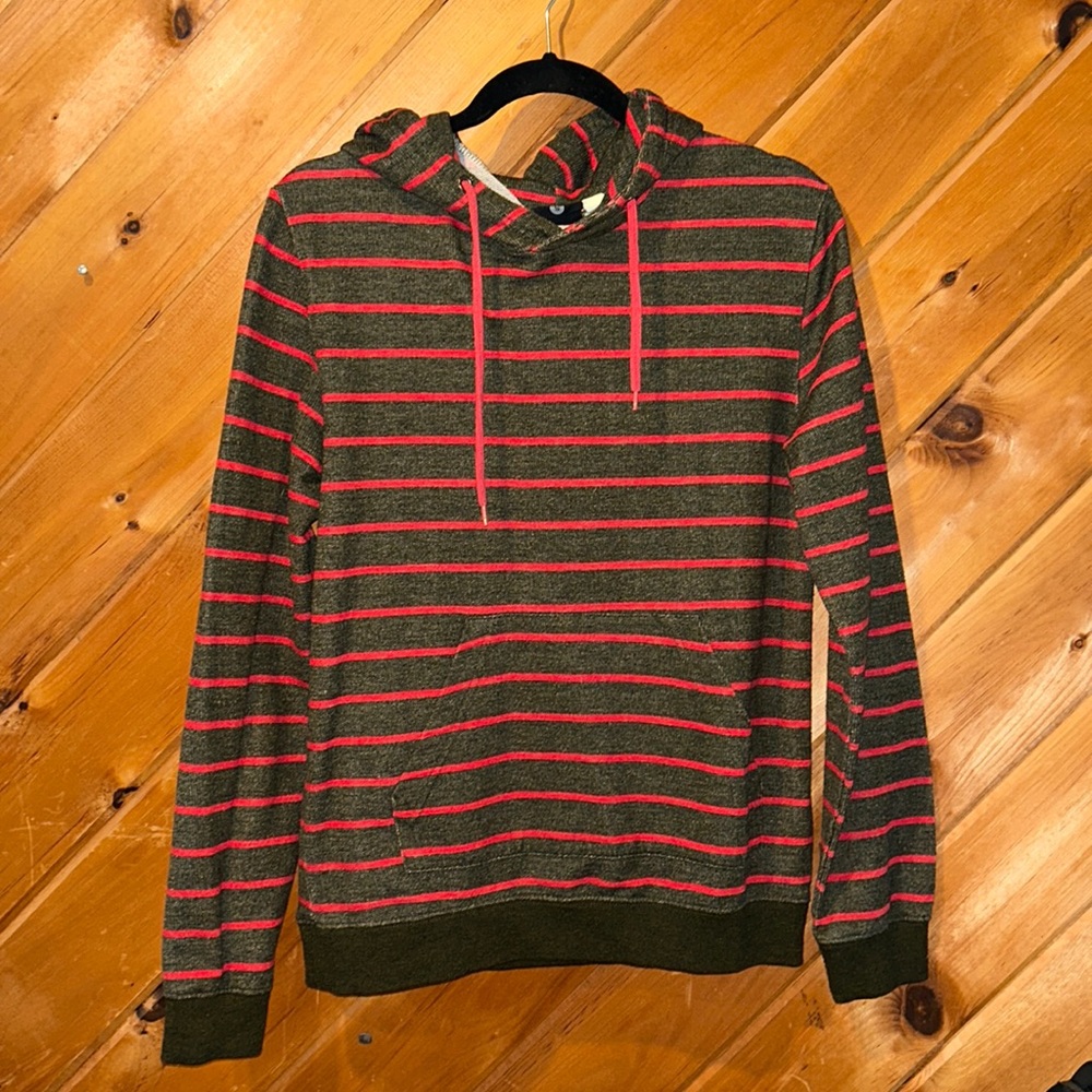 BDG Urban Outfitters brown red striped hooded sweatshirt